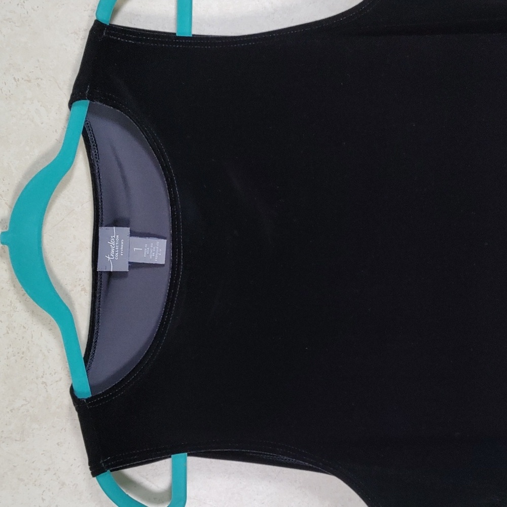 6135 Chico's Travelers Collection black velvet tank top 1 M - Picture 2 of 9